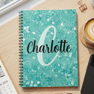 Carnet Nom Monogramme Pailleté Faux Paillettes Teinte Men