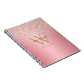 Carnet Nom Monogramme Paillettes Or Rose (Côté Droit)
