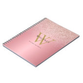 Carnet Nom Monogramme Paillettes Or Rose (Côté gauche)