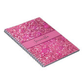 Carnet Nom Monogramme Paillettes Rose Chaud Brillant Fémi (Côté Droit)