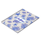 Carnet Nom monogramme personnalisé de l'étoile de mer-cor (Côté gauche)