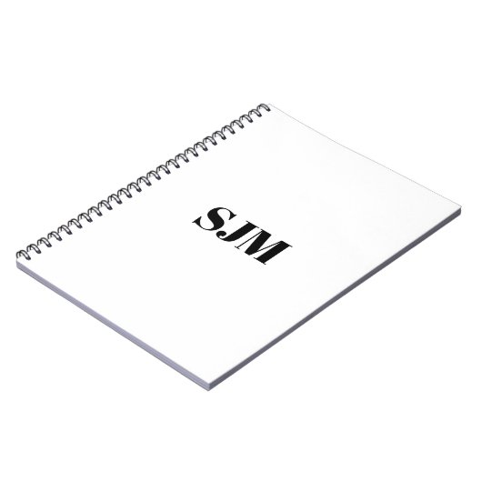 Carnet Nom monogramme personnalisé noir minimaliste (Côté gauche)