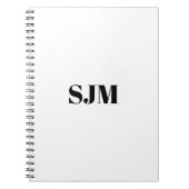 Carnet Nom monogramme personnalisé noir minimaliste (Devant)
