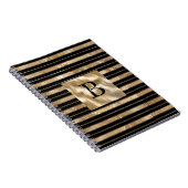 Carnet Nom Monogramme Rayures Noir Or (Côté Droit)