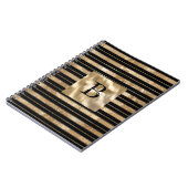 Carnet Nom Monogramme Rayures Noir Or (Côté gauche)