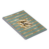 Carnet Nom Monogramme Rayures Vert Doré (Côté Droit)