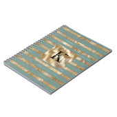 Carnet Nom Monogramme Rayures Vert Doré (Côté gauche)
