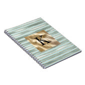 Carnet Nom Monogramme Rayures Vert Menthe Or (Côté Droit)