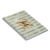 Carnet Nom Monogramme Rayures Vert Mint Or (Côté Droit)