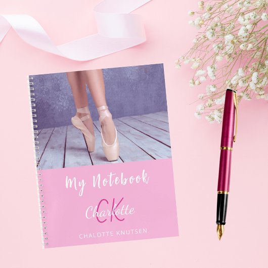 Carnet Nom monogramme rose