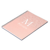 Carnet Nom Monogramme Rose Bébé Pailleté Élégant Minimal (Côté gauche)