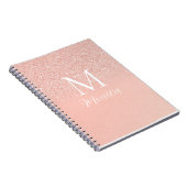 Carnet Nom Monogramme Rose Bébé Pailleté Élégant Minimali (Côté Droit)
