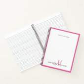 Carnet Nom monogramme rose simple chic minimaliste (Intérieur)