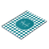 Carnet Nom Monogrammé Turquoise et blanc tendance (Côté gauche)