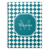 Carnet Nom Monogrammé Turquoise et blanc tendance (Devant)