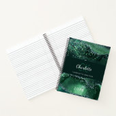 Carnet Nom monogramme vert en marbre d'agneau (Intérieur)