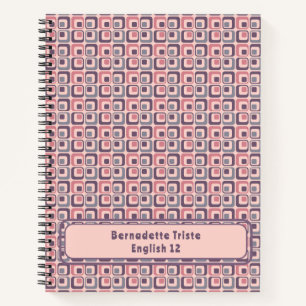 Carnet Nom Moyen-siècle moderne rose violet géométrique