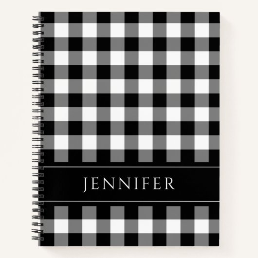 Carnet Nom Noir et blanc En vichy À damiers Motif Noteb (Devant)