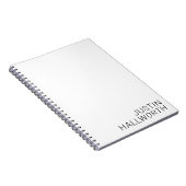 Carnet Nom noir moderne en blanc (Côté Droit)