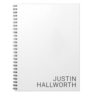 Carnet Nom noir moderne en blanc