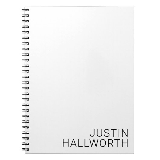 Carnet Nom noir moderne en blanc (Devant)
