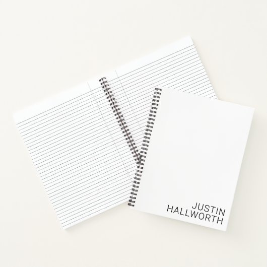 Carnet Nom Noir Moderne sur Fond Blanc (Intérieur)