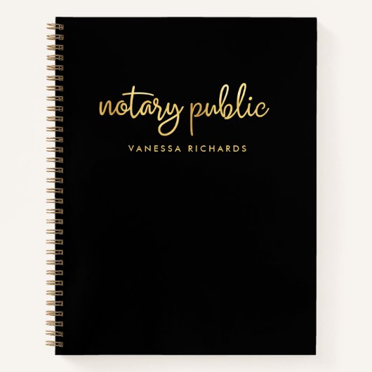 Carnet Nom Noir & Or Chic Script (Devant)