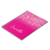 Carnet Nom Ombré Paillettes Rose Chaud (Côté gauche)