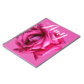 Carnet Nom personnalisable Amy rose florale rose chaud  (Côté gauche)