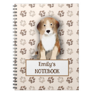 Carnet Nom personnalisable du motif d'empreinte Beagle mi