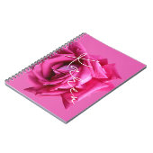 Carnet Nom personnalisable Karen rose floral rose chou (Côté gauche)