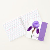 Carnet Nom personnalisable Margaret fleurie pourpre iris (Intérieur)