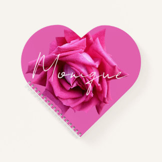 Carnet Nom personnalisable Monique floral rose rose migno