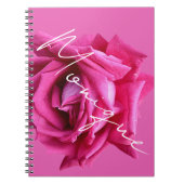 Carnet Nom personnalisable Monique rose floral rose funky (Devant)