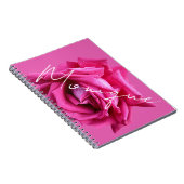 Carnet Nom personnalisable Monique rose fuchsia floral fu (Côté Droit)