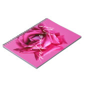 Carnet Nom personnalisable Monique rose fuchsia floral fu (Côté gauche)