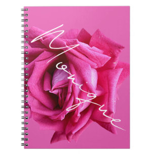 Carnet Nom personnalisable Monique rose rose chère floral
