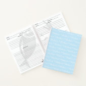 Carnet Nom personnalisable motif bleu clair blanc recette (Intérieur)