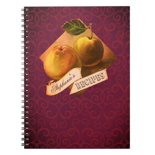 Carnet Nom personnalisable Recette rétro des pommes Vinta (Devant)