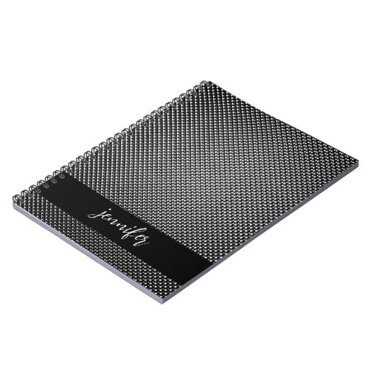 Carnet Nom personnalisable texture de grille Abstraite (Côté gauche)