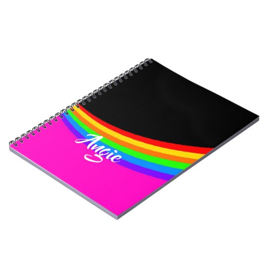 Carnet Nom personnalisé à motif arc-en-ciel (Côté gauche)