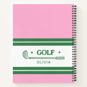 Carnet Nom personnalisé Amateur de golf rose et vert (Dos)