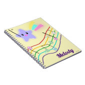 Carnet Nom personnalisé Animal Music Notes Score Kawaii (Côté Droit)