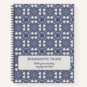 Carnet Nom personnalisé Aquarelle Motif géométrique Abstr