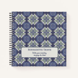 Carnet Nom personnalisé Aquarelle Motif géométrique Abstr