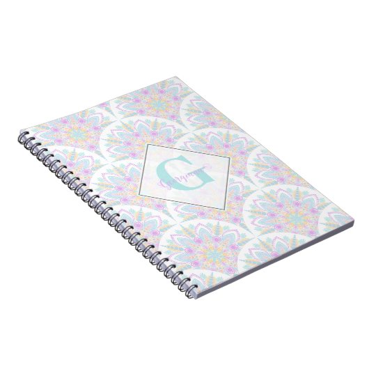Carnet Nom personnalisé Art Déco Pastel Arc-en-ciel Flora (Côté Droit)