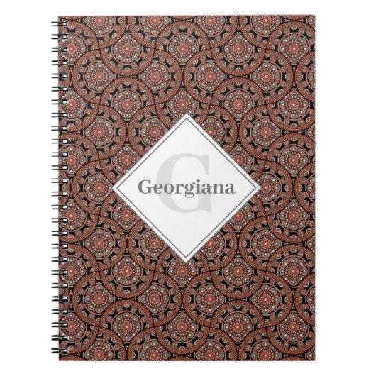 Carnet Nom personnalisé Art Déco Safari Coucher de soleil (Devant)