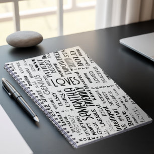 Carnet Nom Personnalisé Art Word Moderne Ajouter Vos Prop
