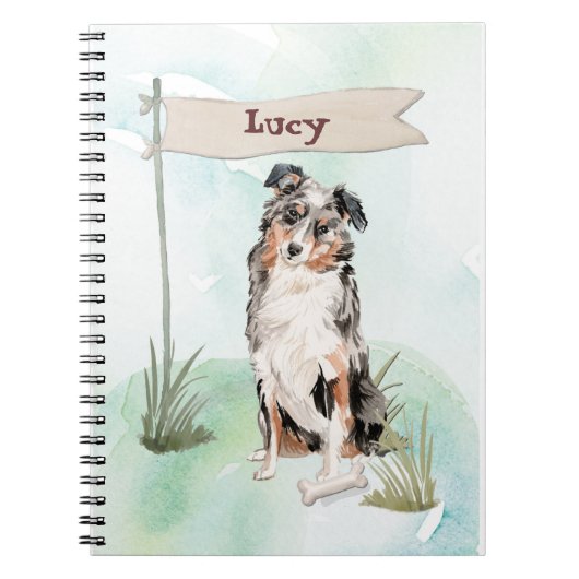 Carnet Nom personnalisé Australian Shepherd Pet Dog (Devant)