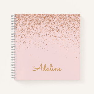 Carnet Nom personnalisé avec monogramme et paillettes dor